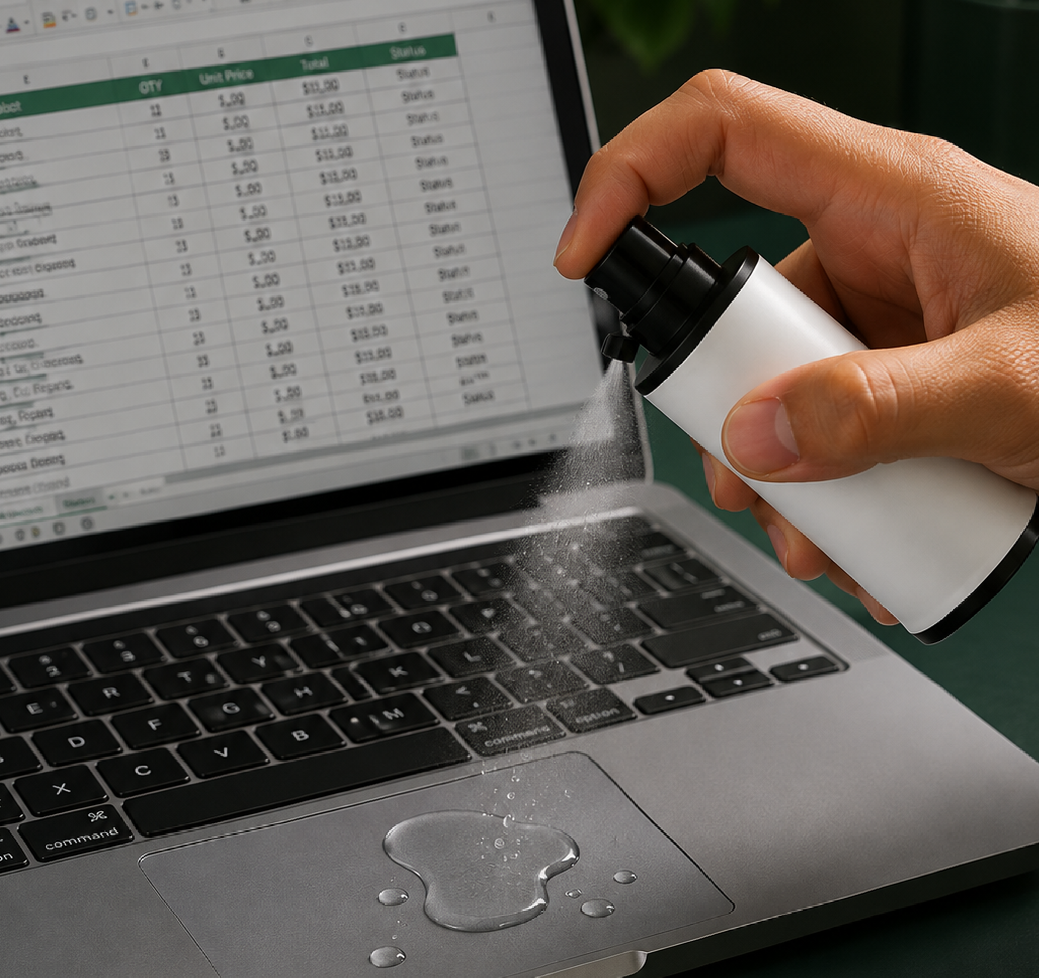 Surface cleaning with IPA on electronics and keyboards