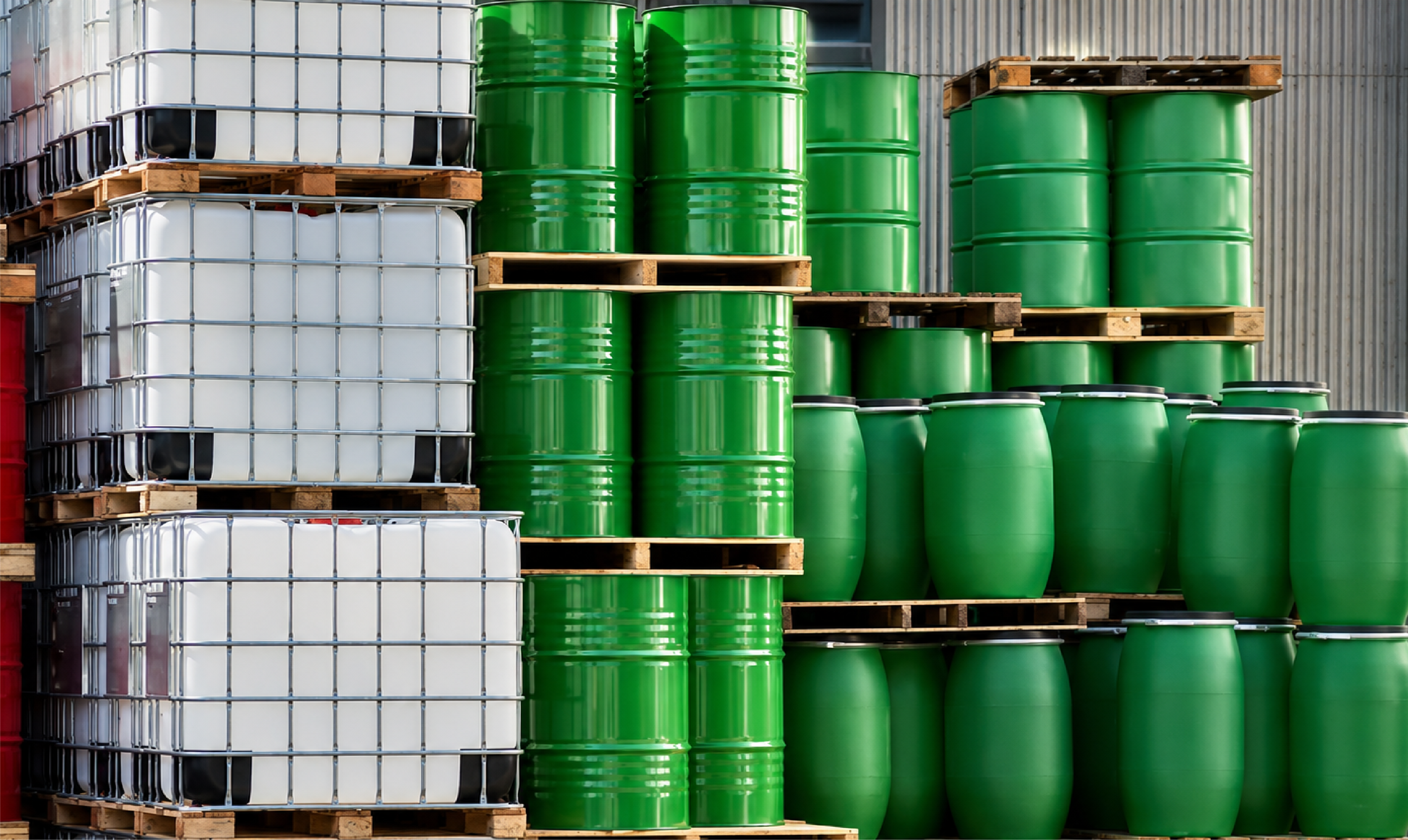 GreenChem industrial packaging with IBC totes and drums